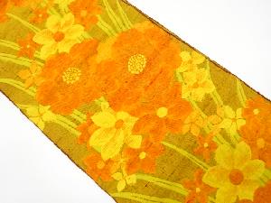 草花模様織り出し名古屋帯